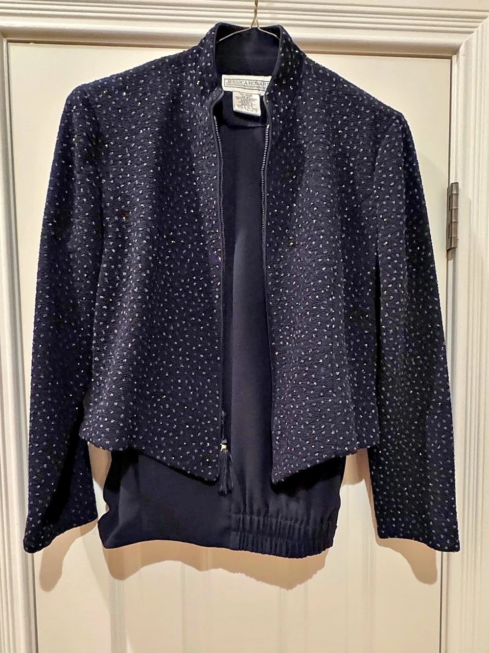 Vintage Jessica Howard Women's Black Jacket with matching pants  - Size 12